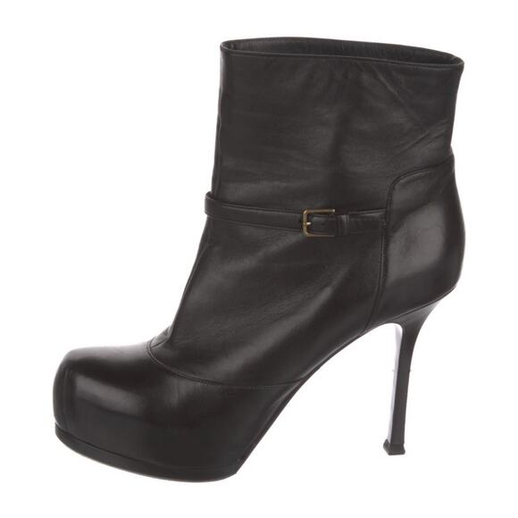 Yves Saint Laurent  Leather Ankle Boots Women's Size: 8.5 - black - Picture 1 of 5